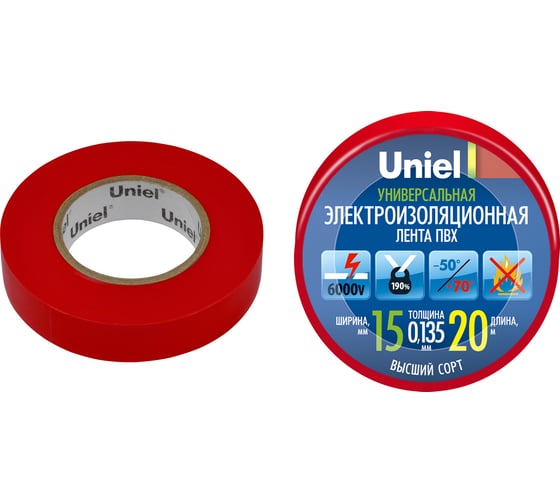 Изображение товара Изоляционная лента Uniel 20/15/01 RED UIT-135P 4487