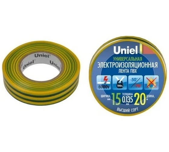 Изображение товара Изоляционная лента Uniel 20/15/01 YGR UIT-135P 4490
