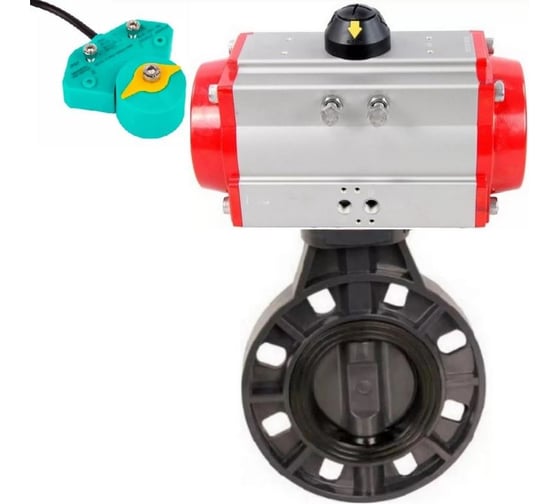 Изображение товара Затвор дисковый DN.ru НПВХ-НПВХ-E-2W-Fb-ISO Дн125 Ру10 пневмопривод, магнитный перекл-ль D050-83943