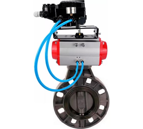 Изображение товара Затвор дисковый DN.ru НПВХ-НПВХ-E-2W-Fb-ISO Дн150 Ру10, пневмопривод, пневмопозиционером D050-83975