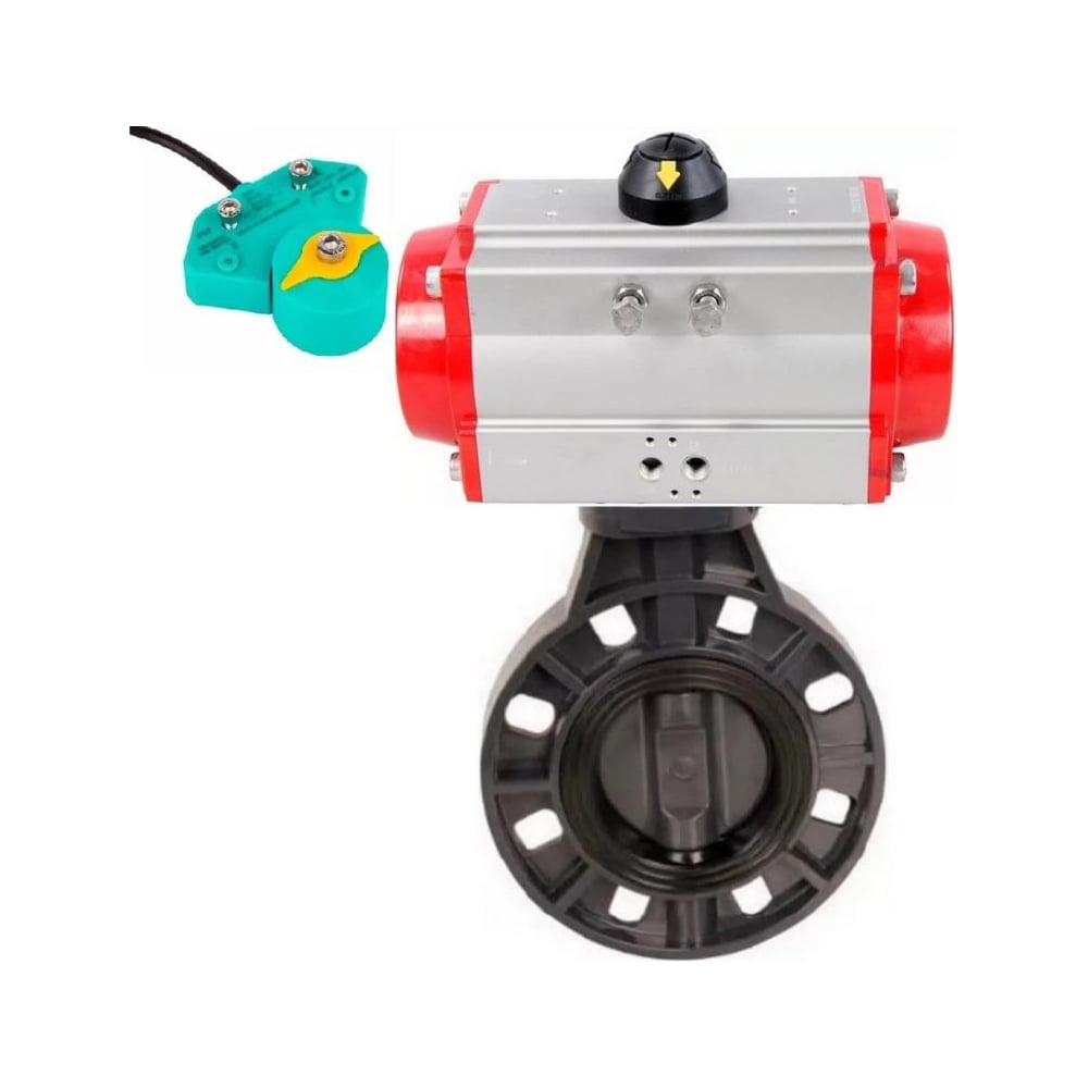 Изображение товара Затвор дисковый DN.ru НПВХ-НПВХ-E-2W-Fb-ISO 50 мм ру10 пневмопривод