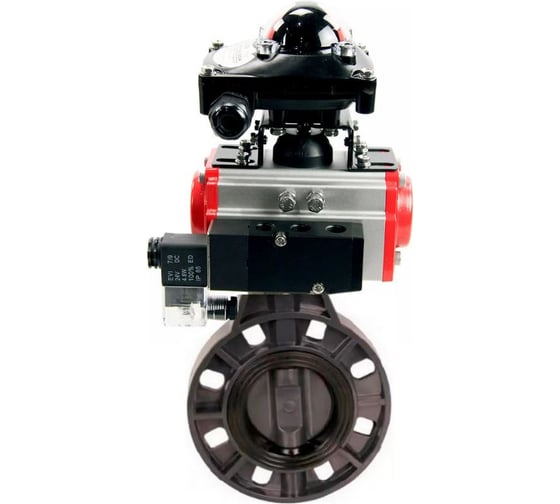 Изображение товара Затвор дисковый DN.ru НПВХ-НПВХ-E-2W-Fb-ISO Дн200 Ру10, пневмопривод, пневмораспр., БКВ D050-83231