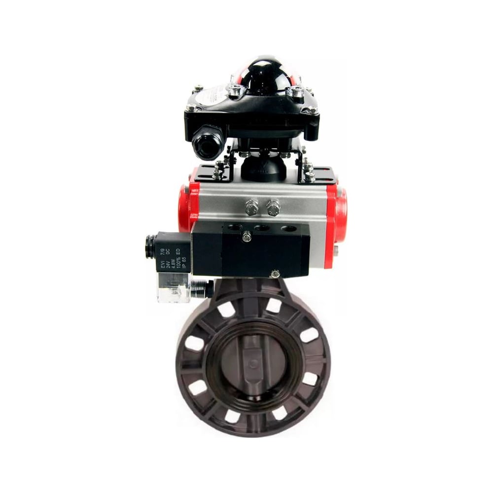 Изображение товара Затвор дисковый DN.ru НПВХ-Д50 Ру10, пневмопривод, герметичный, профессиональный