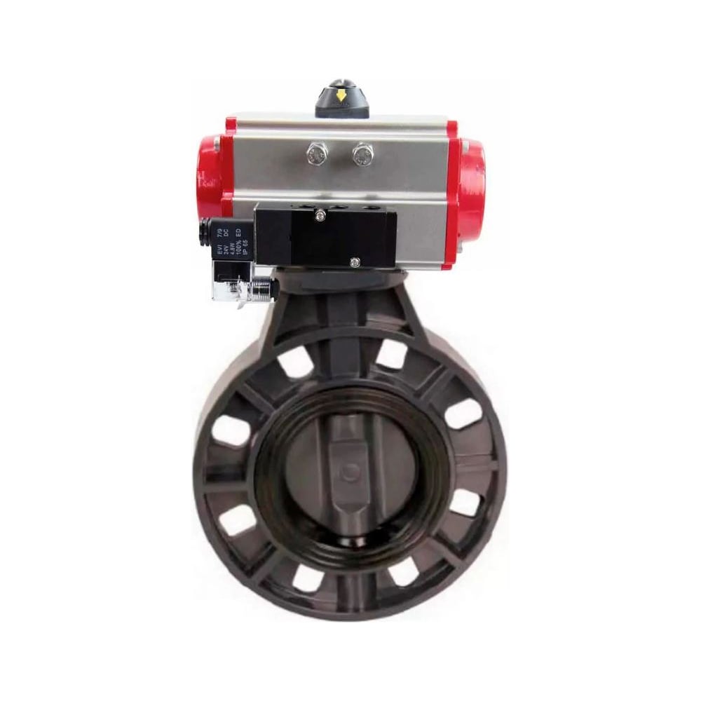 Изображение товара Затвор дисковый DN.ru НПВХ-НПВХ-E-2W-Fb-ISO 100 мм Ру10 пневмопривод