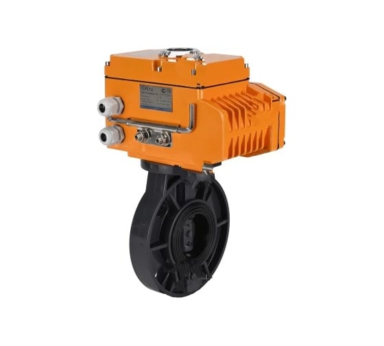 Изображение товара Затвор дисковый DN.ru НПВХ-НПВХ-E-2W-Fb-ISO Дн150 Ру10, электропривод QT-005 220В D050-82890