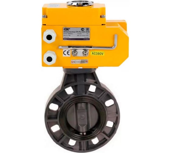 Изображение товара Затвор дисковый DN.ru НПВХ-НПВХ-E-2W-Fb-ISO Дн50 Ру10, электропривод QT2-003 24В D050-84067