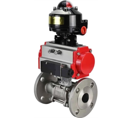 Изображение товара Кран шаровой  DN.ru316-316-FP-F-ISO-H Ду80 Ру40, пневмопривод, пневмораспределитель, БКВ D160-65718