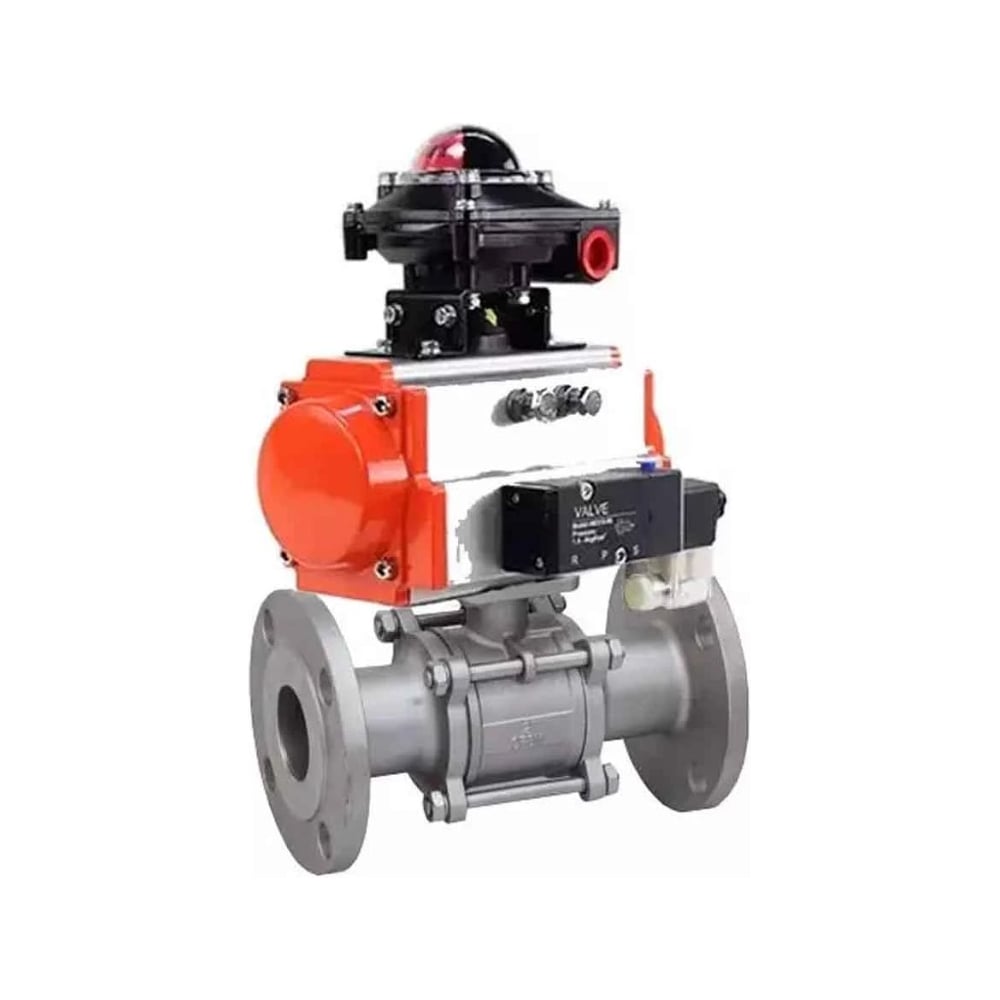 Изображение товара Кран шаровой Ду65 DN.ru316-316-FP-F-ISO-H с пневмоприводом и разборной фланцевой конструкцией