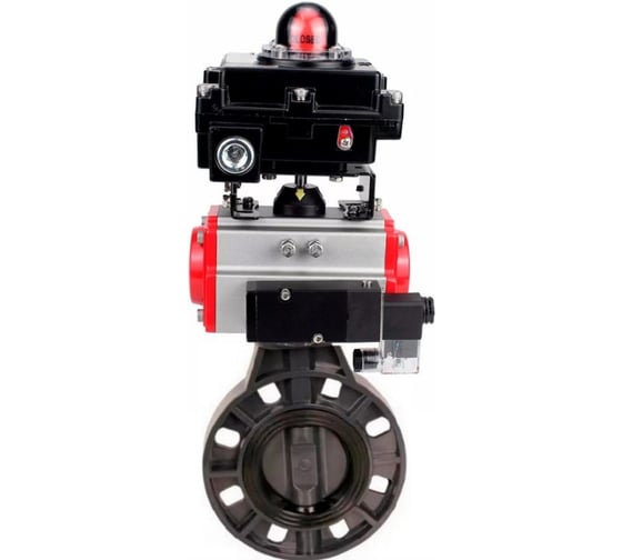 Изображение товара Затвор дисковый DN.ru НПВХ-НПВХ-E-2W-Fb-ISO Дн80 Ру10, пневмопривод, пневмораспр., БКВ D050-83416