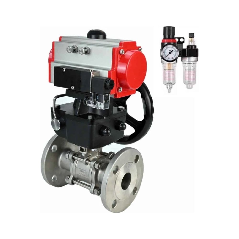 Изображение товара Кран шаровой DN ру316-316-FP-F-ISO-H Ду65 с пневмоприводом профессиональный