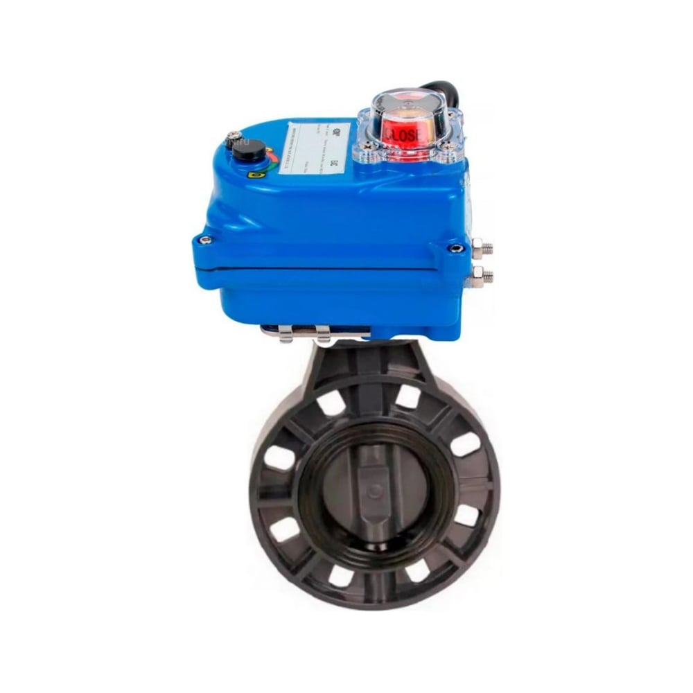 Изображение товара Затвор дисковый DN.ru НПВХ-НПВХ-E-2W-Fb-ISO 65 мм с электроприводом 24В