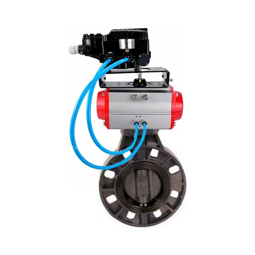 Изображение товара Затвор дисковый DN.ru НПВХ-НПВХ-E-2W-Fb-ISO 80 мм пневмопривод