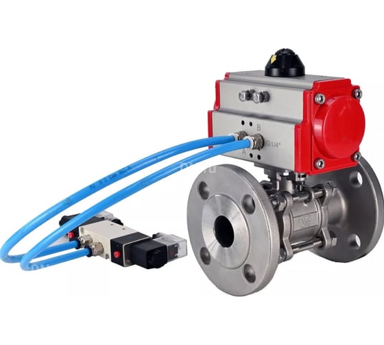 Изображение товара Кран шаровой  DN.ru316-316-FP-F-ISO-H Ду65 Ру40, пневмопривод, пневмораспределитель D160-66077