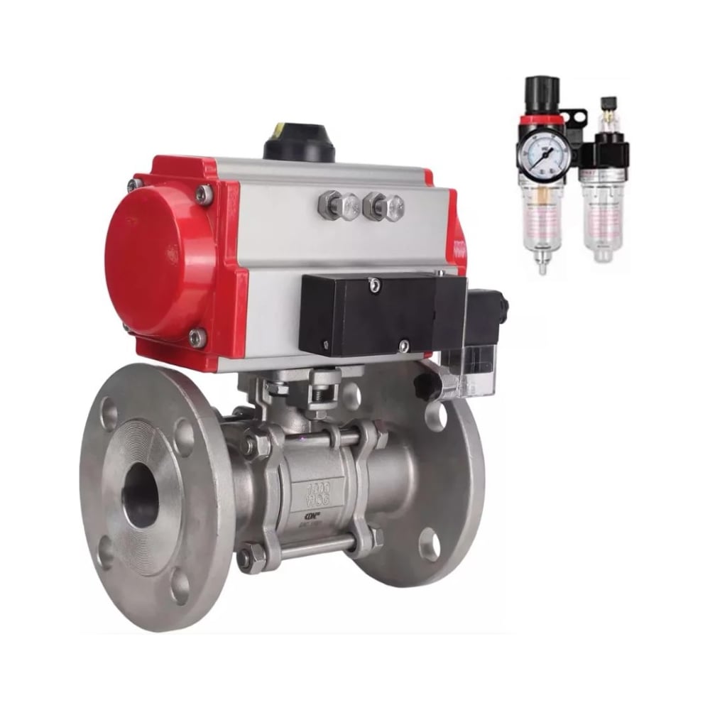 Изображение товара Кран шаровой DN ру316-316-FP-F-ISO-H Ду65 пневмопривод нержавеющая сталь
