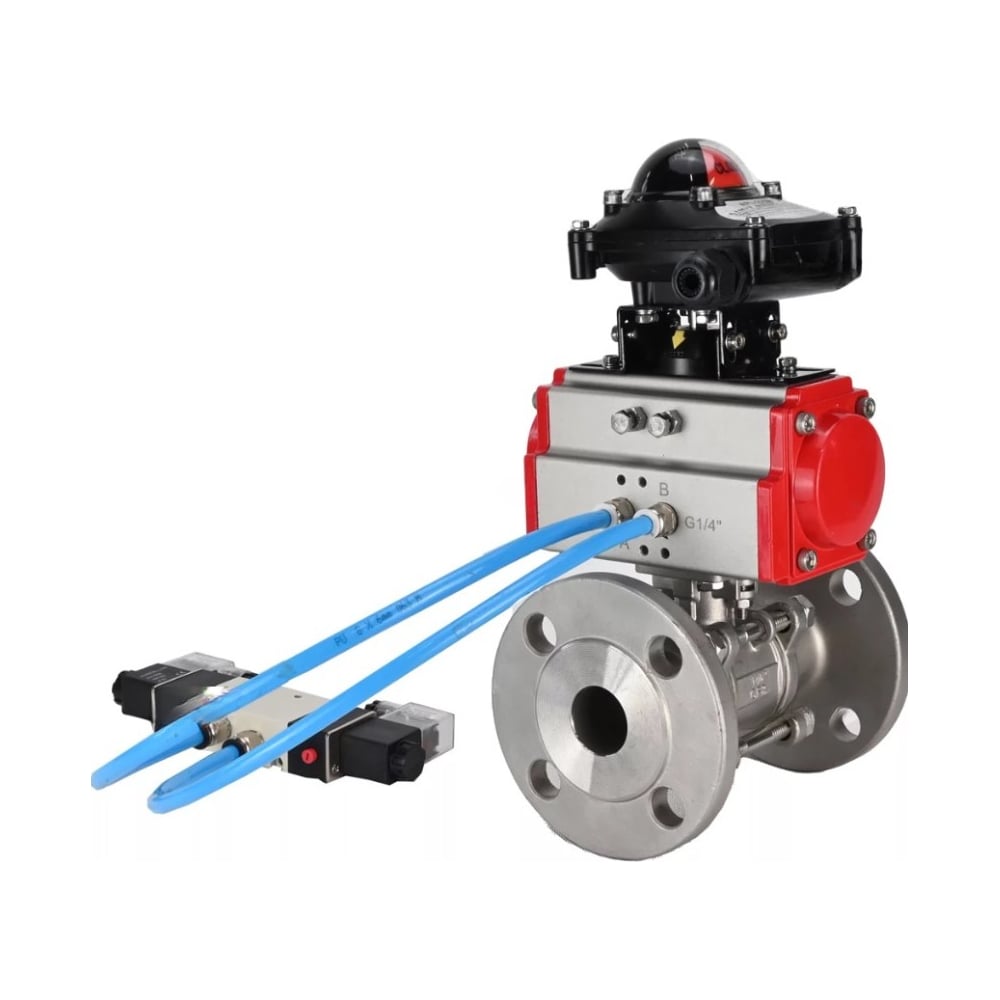 Изображение товара Кран шаровой DN ru316-316-FP-F-ISO-H Ду80 Ру40 пневмопривод разборный