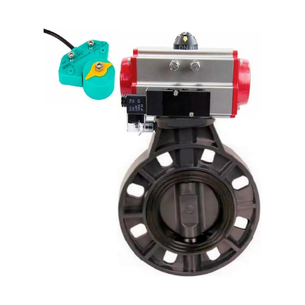 Изображение товара Затвор DN.ru НПВХ-НПВХ-E-2W-Fb-ISO Дн125 Ру10 пневмопривод дисковый