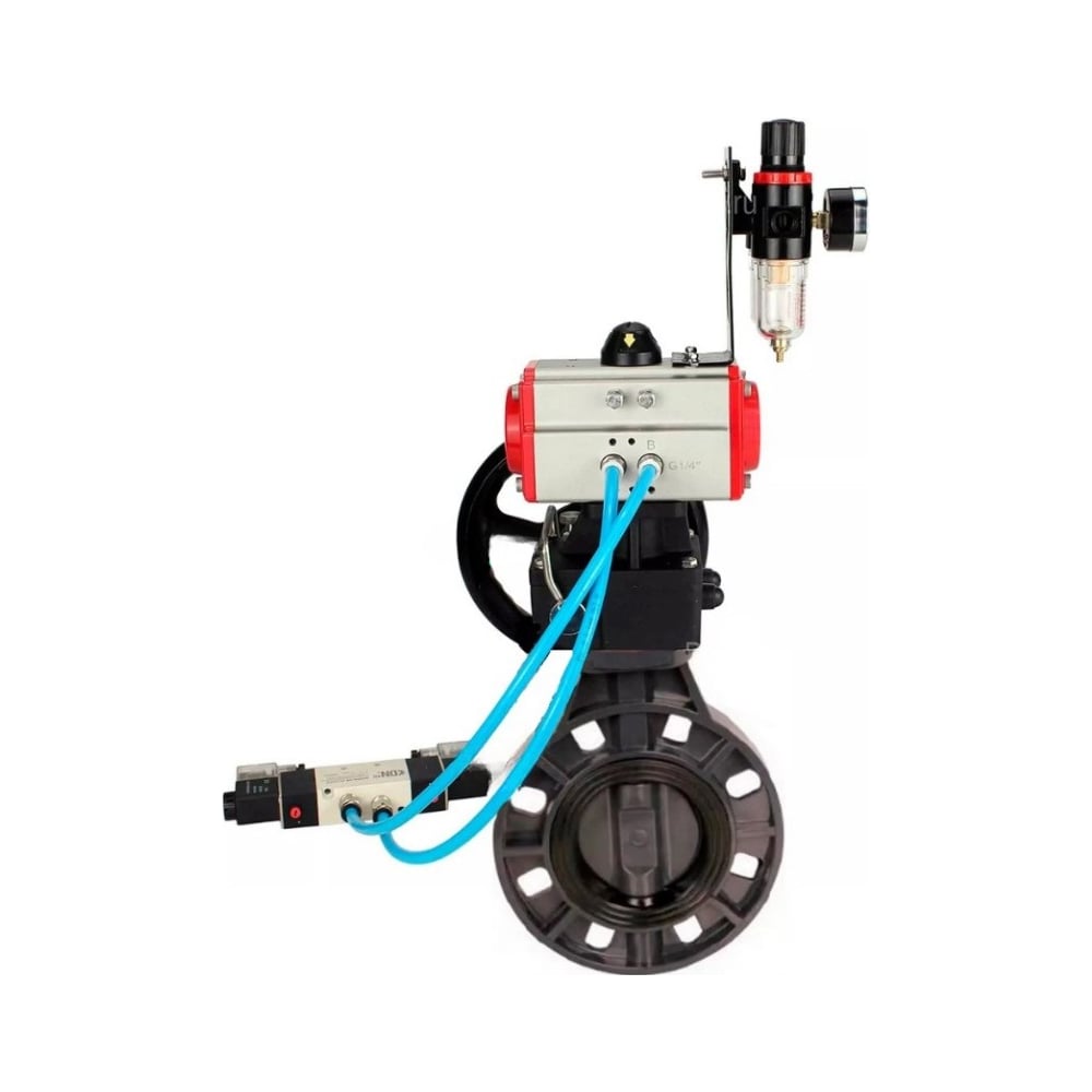 Изображение товара Затвор DN.ru НПВХ-НПВХ-E-2W-Fb-ISO Дн125 Ру10 пневмопривод