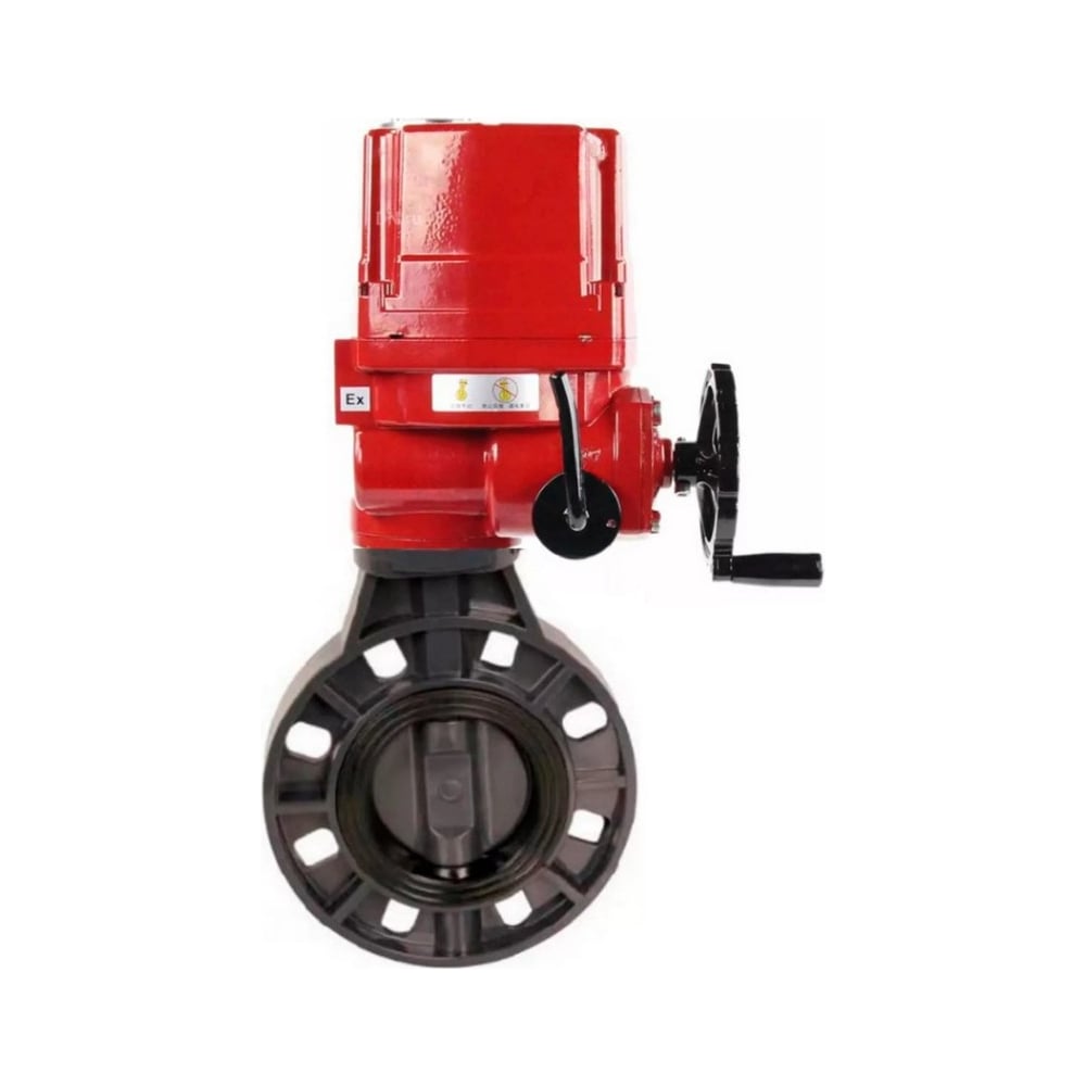 Изображение товара Затвор DN.ru НПВХ-НПВХ-E-2W-Fb-ISO Дн100 Ру10 электропривод взрывозащищенный