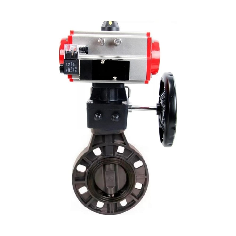 Изображение товара Затвор дисковый DN.ru НПВХ Ру10 65 мм пневмопривод промышленное оборудование