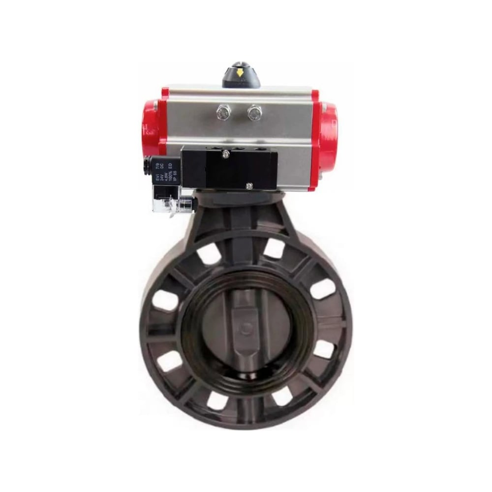 Изображение товара Затвор дисковый DN.ru НПВХ-НПВХ-E-2W-Fb-ISO Дн65 Ру10 пневмопривод