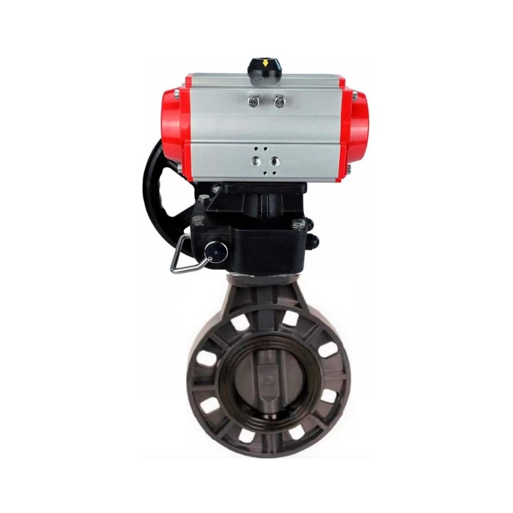 Изображение товара Затвор дисковый DN.ru НПВХ-НПВХ-E-2W-Fb-ISO 65 мм с пневмоприводом