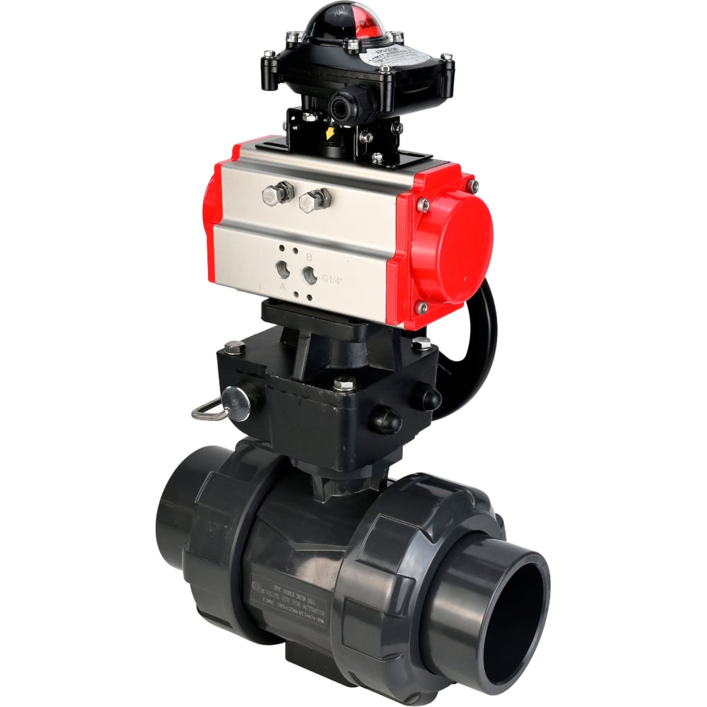 Изображение товара Кран шаровой НПВХ-НПВХ-Ду20 Ру10 DN.ru с пневмоприводом БКВ