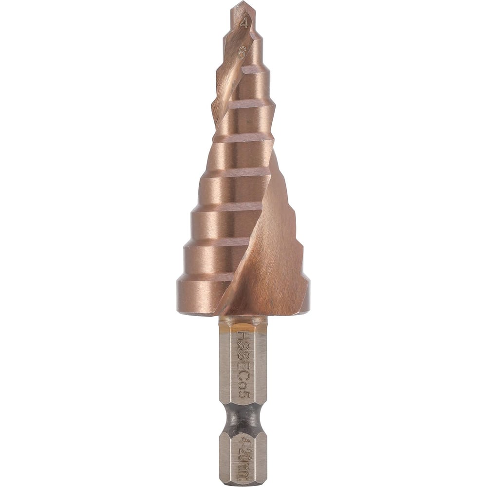 Изображение товара Сверло ступенчатое спиральное H-Tools 4-20мм HSS-G 9ступ. HEX1/4 101051TXHT