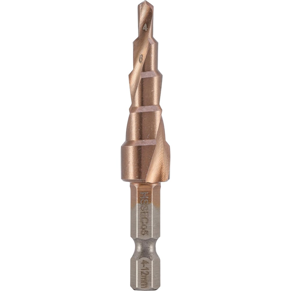 Изображение товара Сверло ступенчатое спиральное H-Tools 4-12мм HSSE-Co5 5ступ. HEX1/4 101050-9EHT