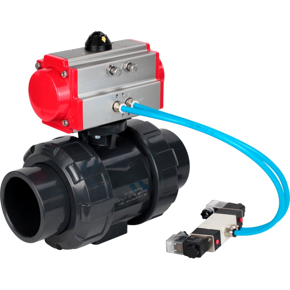 Изображение товара Кран шаровой НПВХ-НПВХ E-FP-GRM Ду25 Пневмопривод