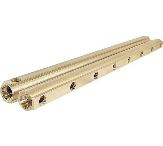 Изображение товара Коллектор латунный АПОГЕЙ КЛА 2508.100-2 DN25 ВР1 м/о 100мм ВР 1/2 2-е исполнение на 8 выходов 422066