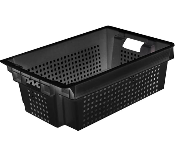 Изображение товара Ящик пищевой ОАО "ПОЛИМЕР" дно сплошное 600x400x200(цвет: черный) 7930174550021