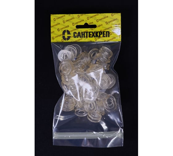 Изображение товара Силиконовая прокладка из прозрачного ПВХ Сантехкреп 1/2 (10,5x19x2 мм.) комплект 2 пакета по 100шт 2.11.1._2