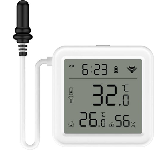 Изображение товара Умный Wi-Fi датчик Roximo температуры и влажности с внешним зондом SWTHP08