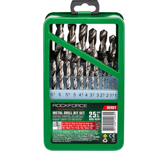 Изображение товара Набор сверл по металлу Rockforce 25 предметов RF-924U1(49865)