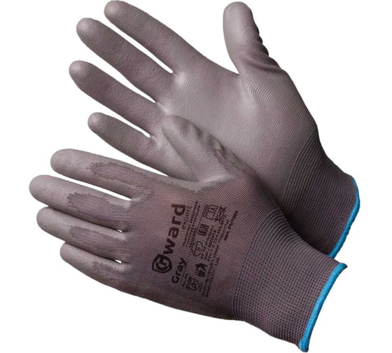 Изображение товара Перчатки GWARD Gray нейлоновые серого цвета с полиуретановым покрытием р. М 12 пар в упаковке арт. PU1001 PU1001G/М