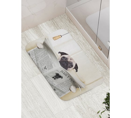Изображение товара Коврик противоскользящий JoyArty "Собака с газетой" для ванной, сауны, бассейна, bath_41936