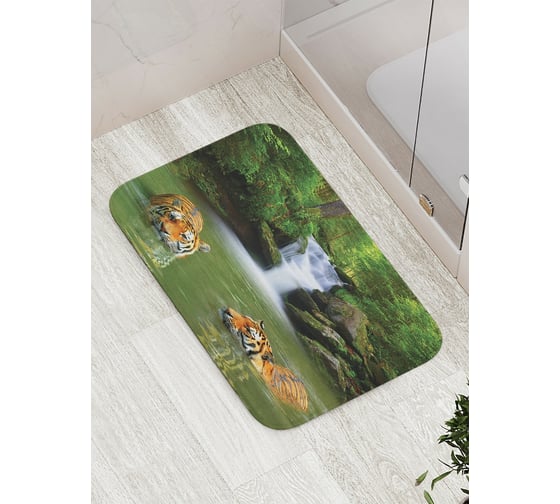 Изображение товара Коврик противоскользящий JoyArty "Тигры прохлаждаются" для ванной, сауны, бассейна, bath_12732