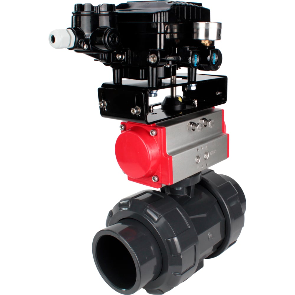 Изображение товара Кран шаровой НПВХ с пневмоприводом Ду80 Ру10