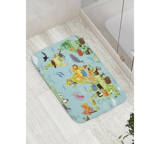 Изображение товара Коврик противоскользящий JoyArty "Веселая карта" для ванной, сауны, бассейна, bath_11545