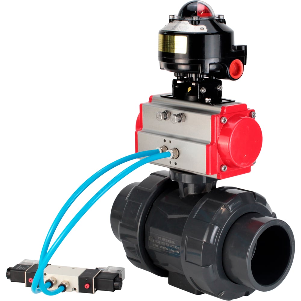 Изображение товара Кран шаровой НПВХ-НПВХ-E-FP-GRM-ISO Ду80 Ру10 с пневмоприводом