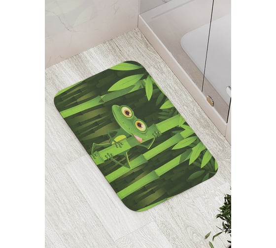 Изображение товара Коврик противоскользящий JoyArty "Голодная лягушка на бамбуке" для ванной, сауны, бассейна, bath_15255