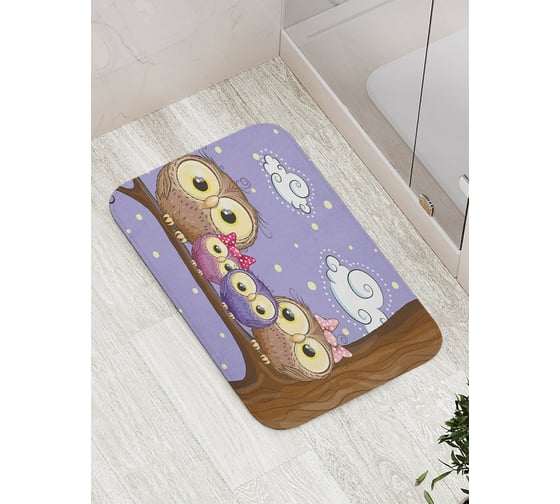 Изображение товара Коврик противоскользящий JoyArty "Семья сов на дереве" для ванной, сауны, бассейна, bath_29455