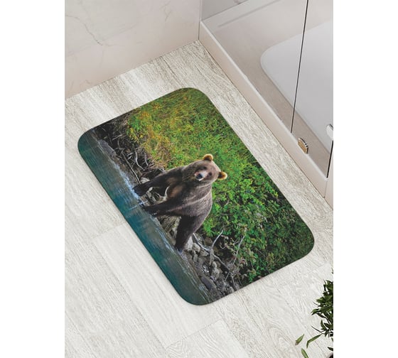 Изображение товара Коврик противоскользящий JoyArty "Медведь в реке" для ванной, сауны, бассейна, bath_35718