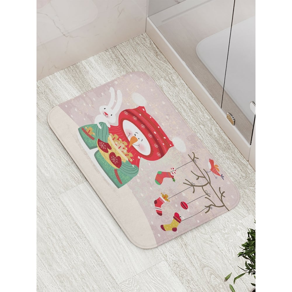 Противоскользящий коврик для ванной, сауны, бассейна JOYARTY венок новогодний d 34 см уютная сказка шишки в золоте ягоды