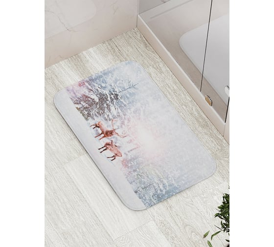 Изображение товара Коврик противоскользящий JoyArty "Олени в снегу" для ванной, сауны, бассейна, bath_78647