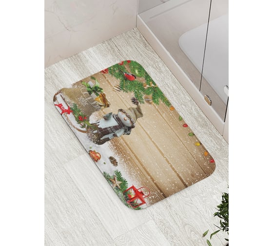 Изображение товара Коврик противоскользящий JoyArty "Обаятельный снеговик" для ванной, сауны, бассейна, bath_78666