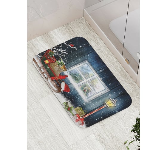 Изображение товара Коврик противоскользящий JoyArty "Сани с подарками" для ванной, сауны, бассейна, bath_78667