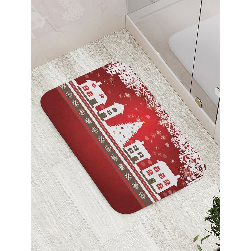 Противоскользящий коврик для ванной, сауны, бассейна JOYARTY новогодний елочный шар с фреской
