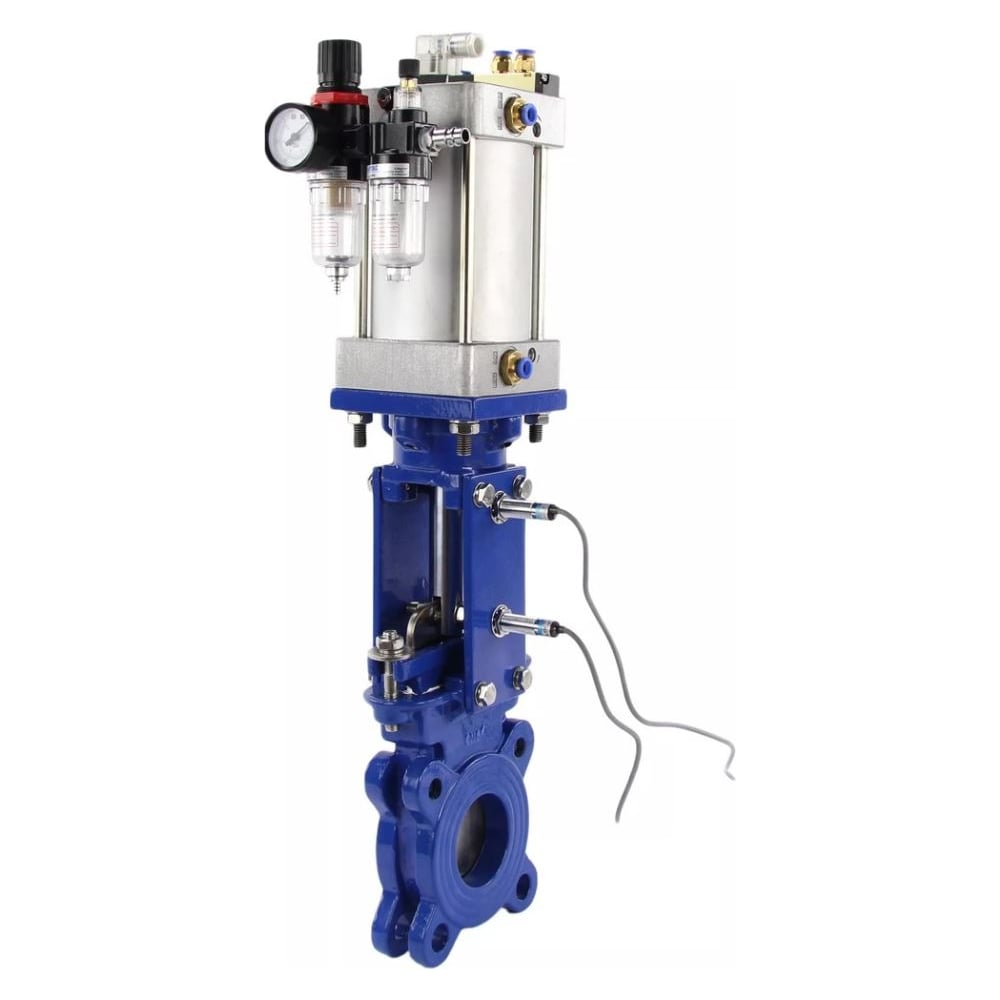Изображение товара Задвижка DN.ru GGG40-304-M-1W-Fb-2P Ду150 Ру10 с пневмоприводом и датчиками