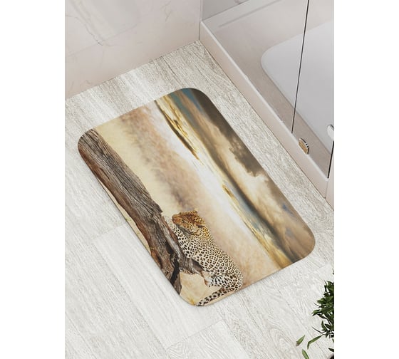 Изображение товара Коврик противоскользящий JoyArty "Спокойствие леопарда" для ванной, сауны, бассейна, bath_2533